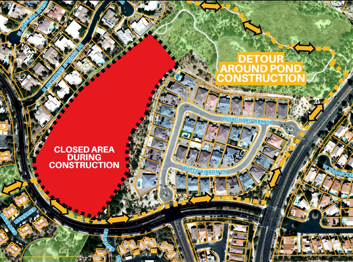 Map of detours around pond construction