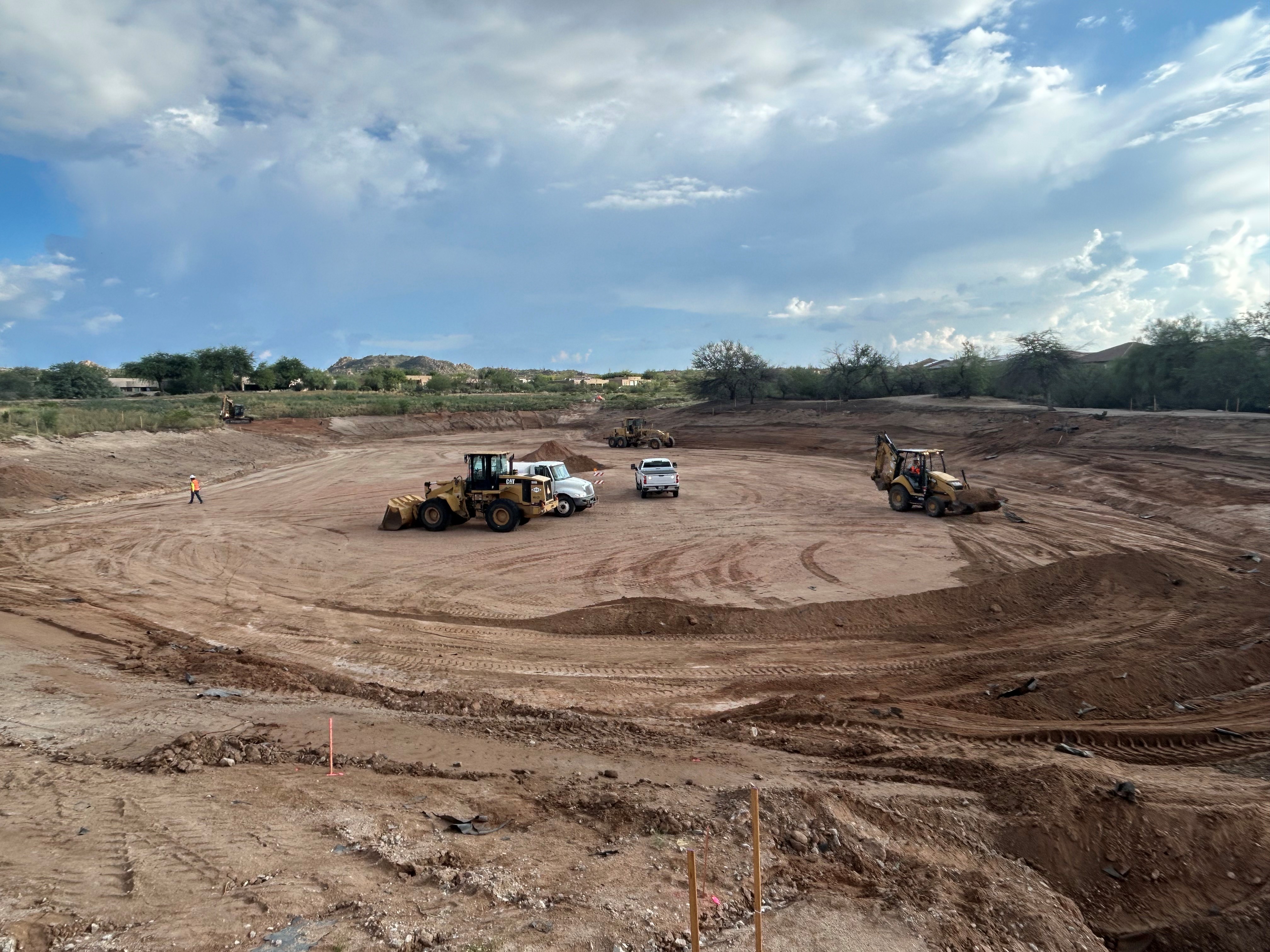 Grading of the pond